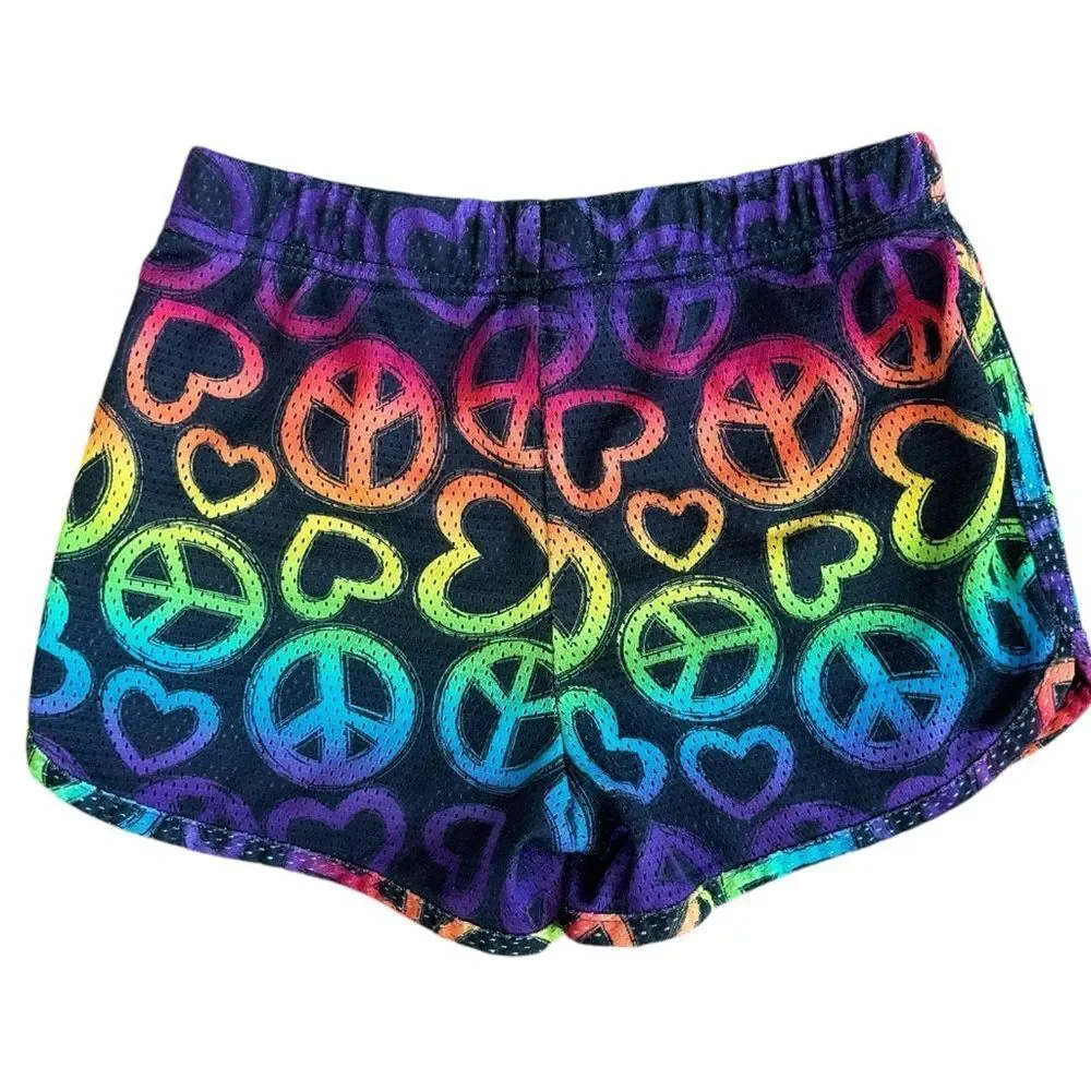 Children’s Place Girls Colorful Peace Sign Athletic Shorts. Youth Small. 5/6.
